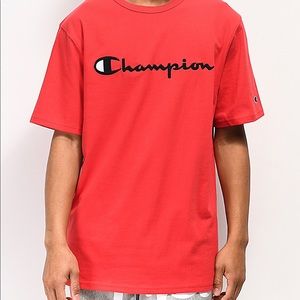 Red Champion shirt